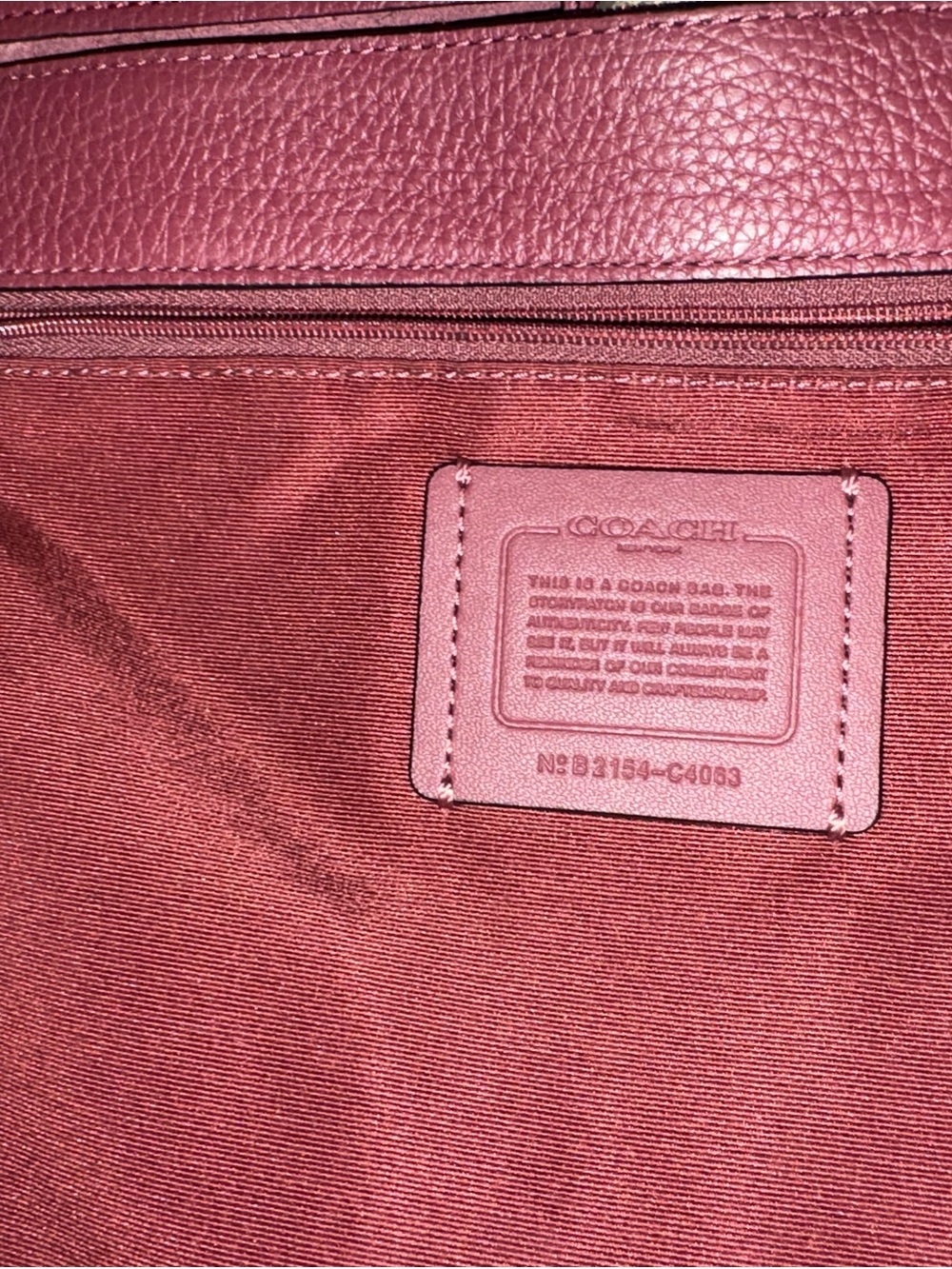 Coach Red Leather Tote with Embossed Coach Carriage - Picture 5 of 5
